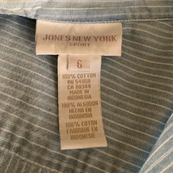 VINTAGE 90s Button Striped Sleeveless Dress by Jones New York Sport Size 6 - Picture 5 of 6